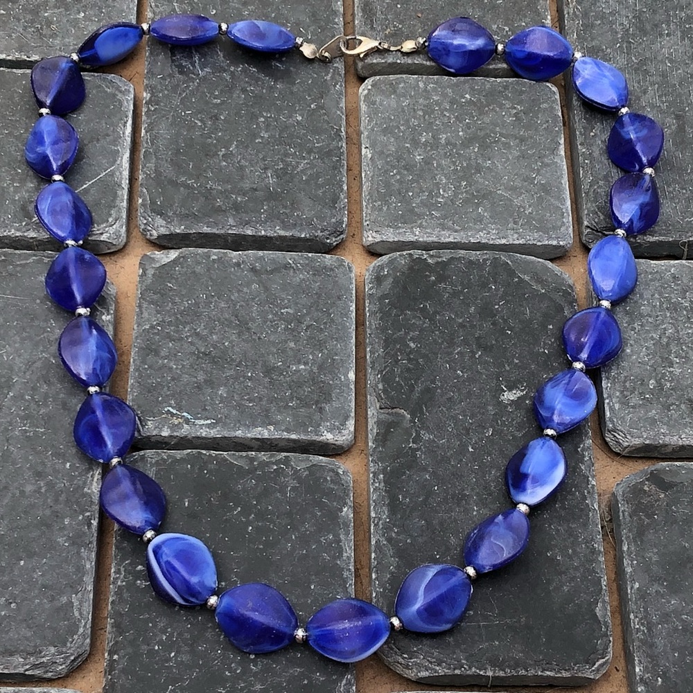 Blue beaded necklace